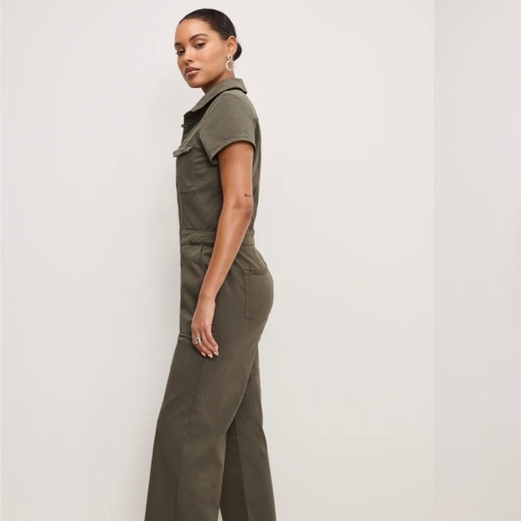 NWT! GOOD AMERICAN - FIT FOR SUCCESS TWILL PALAZZO CROPPED JUMPSUIT - SIZE 2XL - Picture 2 of 7